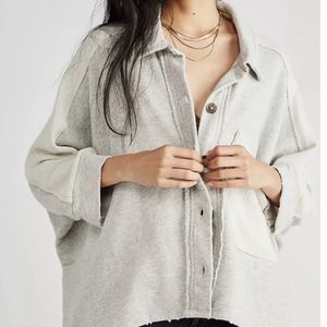 Free People Montauk Shirt Jacket Oversized Button Up Uneven Hem